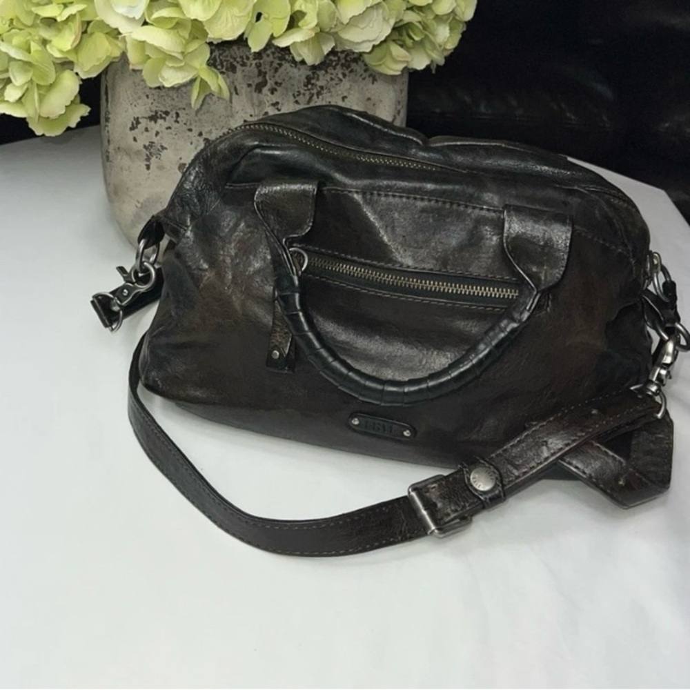 Vintage Frye Elaine Satchel Duffle Shoulder Italian Leather distressed HandBag - Picture 6 of 11